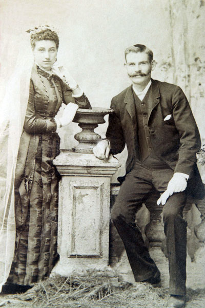 Mary Ellen Pitman (b 1869) & Thomas Toms<br/>Wedding Day<br />1887